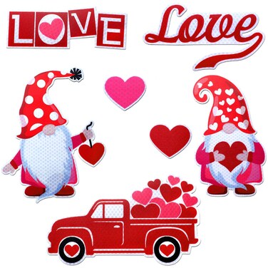 Frienda 7 Pcs Valentine's Day Magnets Refrigerator Magnets Car Reflective Magnet Gnome Heart Magnetic Stickers for Valentine Wedding Party Decorations Fridge Metal Garage Door Mailbox Locker Cabinets