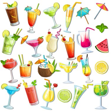 25 Pcs Summer Cruise Door Decoration Tropical Cocktail Drink Car Magnets Fridge Magnets Hawaiian Luau Cruise Door Magnets Magnetic Decals for Mailbox Kitchen Refrigerator