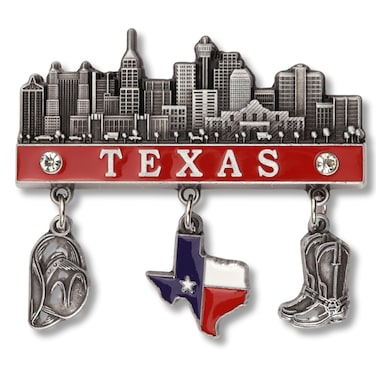 San Antonio Texas Skyline Metal Refrigerator Magnet, Collectible Travel Souvenir, 2.75 Inches