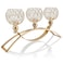 Crystal Candle Holders, Tealight Candlestick Candelabra Stand with 3 Arms,Candle Holder for Wedding Home Decor/Table Centerpiece Party Decoration (Gold)