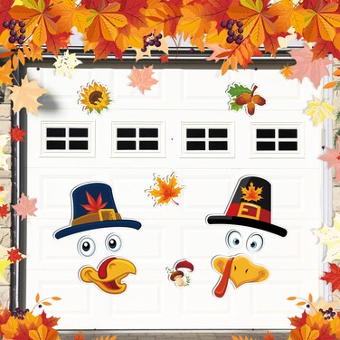 Fall Garage Door Decoration Thanksgiving Garage Magnets Autumn Harvest Magnets Thanksgiving Magnetic Refrigerator Stickers Fall Garage Magnets Decoration for Fridge Car Window Door Party (Cute Style)