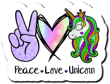 Peace Love Unicorn  Great Gift Idea   Single  5 Inch Magnet   Made in The USA   Car Auto Tool Box Refrigerator Magnet MAG10419