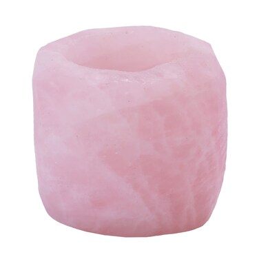Amogeeli Natural Raw Crystal Tealight Candle Holder for Home Decoration, Desktop Air Plant Succulent Stone Holder, Rose Quartz