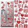 24 Pcs Valentine's Day Diamond Painting Magnets for Refrigerator Soft Magnetic Heart Love Gnome Diamond Painting Art Kits Valentines Day Red and White Fridge Diamond Stickers for DIY Home Decor