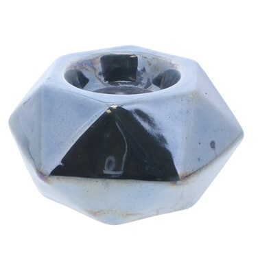 Geometric Cut Slate Blue Ceramic Tea Light Holder-Small