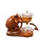 MOZEO Kungfu Glass Tea Set Drip Water Diversion Rotating Cover Bowl Semi-Automatic Glass Teapot Suit (Elephant, Teapot single)