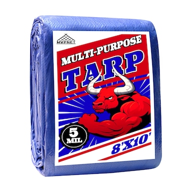 Tarp 8x10 ft 100% Waterproof Uv Resistant High Durability Multipurpose 5mil Blue Tarp for Covering Courtyards, Cars, Camping, Gardens, Pet Nests -by MVPNET