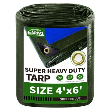 TARPAL Tarps Waterproof 4x6 Green Heavy Duty Tarp 16mil Small tarp with Brass Grommets Every 17.7" Tear&amp;Uv Protection Cover for firewood,roof,Pool