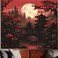 Avinyl Japanese Anime Tapestry for Bedroom Aesthetic, Black Red Sunset Forest Wall Art Decor Tapestries, Dark Nature Landscape Mountain Backdrop for Living Room Office Dorm 60in X 79in
