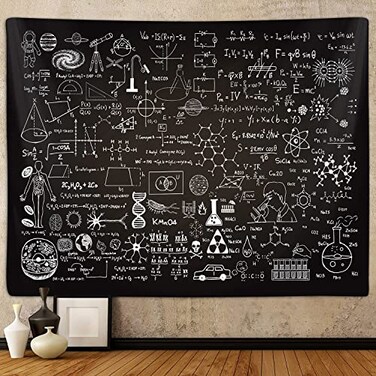 Classroom Tapestry for Science Lab Backdrop Decorations, Math Science Theme Table Cloth Tapestries Wall Hanging for Bedroom College Dorm Living Room School Decor 60X40", Education Poster Blanket