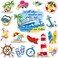 Anglechic 16 Pieces Summer Cruise Door Decorations Magnetic Holiday Fridge Magnets Summer Tropical Magnetic Decals for Hawaiian Aloha Luau Tiki Theme Party Cruise Door Car Decorations Supplies