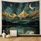 Tapzen Mountain Tapestry Nature Landscape Rocky Mountain Tapestry for Bedroom Aesthetic Forest Scenic Moon Tapestry Wall Hanging Tree Woods Wall Tapestry for Bedroom Living Room (47 x 36 inches)