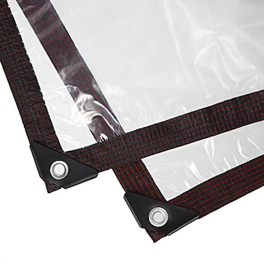Clear Waterproof Tarps Heavy Duty Waterproof Tarp with Grommets and Elastic Rope Anti-Aging Insulation PE Tarp Cover Tarpaulin for Garden Plant, Outdoor Furniture, Chicken Coop, Patio