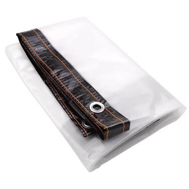 Clear Waterproof Tarps Outdoor 3 x 6.5 Feet Transparent Tarpaulin Plastic Rainproof Tarp Cover with Grommets for Garden Furniture Cars Opening Storage, Black