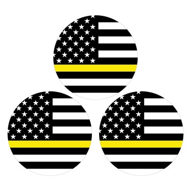 Thin Yellow Line Magnetic Decal, Dispatcher Support Magnet for Car Locker Fridge, Set of 3, 3 3/4 Inches