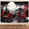 Mountain Forest Nature Tapestry for Bedroom, Black and White Moon Landscape Wall Hanging, Tree Sunset Dark Large Asia Japanese Tapestries Aesthetic Anime Art Decor for Living Room College Dorm, 60x40