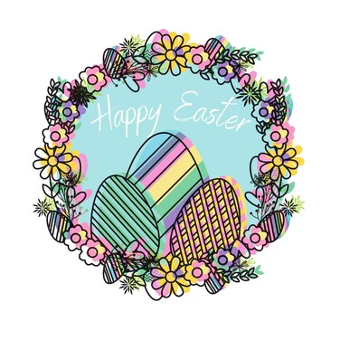 Car Magnet Happy Easter Floral Spring Wreath Magnetic Decal for Lockers, Fridge or Mailbox, 5.5 Inches