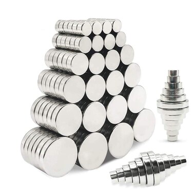 magpross 120PACK, 6-Size,5x3, 6x3, 8x3, 10x3,12x3,15x3, Round Refrigerator, Fridge Magnet Disc(Multiple-Sizes), Silvery