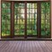 Aidatain Green Forest Natural Tapestry Window Scenery Wall Aesthetic Tapestry for Bedroom Flannel 80" L X 60" W Beach Blanket Living Dinning Room College Dorm Wall Hanging GTDJAT0052
