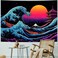 Serborlur The Great Wave Tapestry Japanese Kanagawa Tapestry Ocean Wave Tapestry Sea Sunset Wall Tapestry Aesthetic Starry Tapestry Wall Hanging for Living Room Bedroom