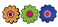 Blue, Orange, Green Retro Flower Magnets, Happy Birthday Magnetic Car Decals, Cruise Ship Door Decorations, Set of 3