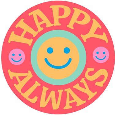 Smiley Face Magnet, Happy Always Car and Fridge Decal, Positive Affirmations Accessory, 5 Inches
