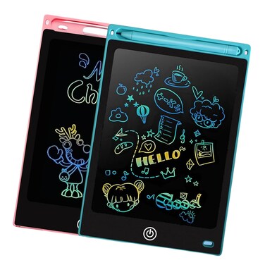 2 Pack LCD Magnet whiteboard for Fridge 10 inch Small Magnetic Board,Reusable Reminder Board,one-Click cleanup,Wipe-Free,for Kids, Students, Fridge, Locker, (10 in Blue+ 10 in Pink)