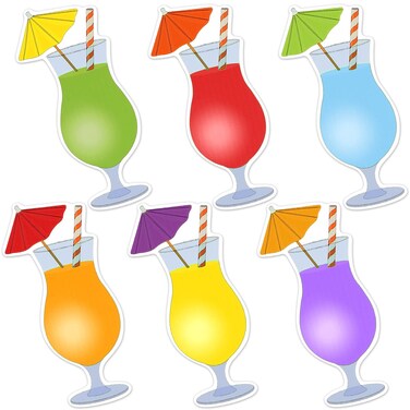 Cruise Door Magnets Stickers Summer Beach Tropical Funny Octopus Drink Cruise Ship Door Decoration 6 Pcs Hawaiian Car Magnetic Door Stickers Fridge Decals for Carnival Cabin Kitchen (Drinks)