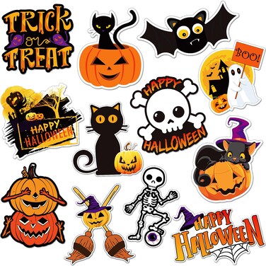 12 Pcs Halloween Magnetic Stickers Pumpkin Magnet Stickers Bat Magnet Decals Halloween Refrigerator Magnet Stickers Magnet Pumpkin Stickers Decorative Magnet Decor for Locker Garage Door (Spooky)