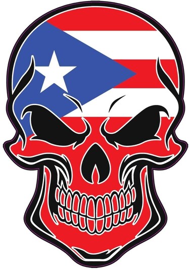 WickedGoodz Puerto Rican Flag Skull Refrigerator Magnet - Puerto Rico Magnetic Car Decal
