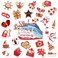 Rumia 26Pcs Anniversary Cruise Door Decorations Magnets Red Gold Refrigerator Magnet Happy Ship Magnetic Sticker Decals for Car Honeymoon Valentine Wedding Party Favors