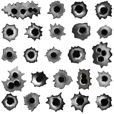 24 Pcs Bullet Hole Cruise Door Decorations Magnetic Bullet Hole Decals Fake Bullets Hole Car Magnets Bullet Hole Magnetic Stickers for Car Refrigerator, Crime Scene Game Prop, Western Party Supplies
