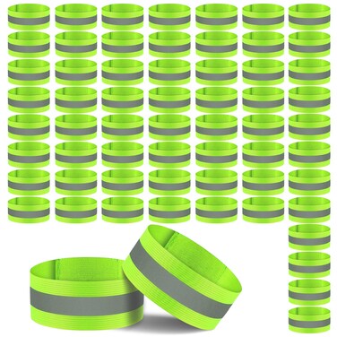eggigi 60 Pieces Reflective Bands Reflective Armbands Arm Bands for Wrist, Arm, High Visibility Reflective Running Gear Safety Reflector Tape Straps for Night Walking, Running