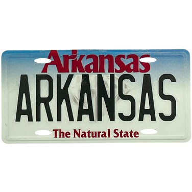 Miniature Magnetic Arkansas License Plate, Ideal for Fridge and Office Decor, Collectible Souvenir, 1.75 by 3.5 Inches