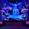 Dermijer Blacklight Tapestry Fantasy Mushroom Forest Tapestry UV Reactive Waterfall Tapestry Moon Night Neon Flower Landscape Wall Hanging for Home Decor L78.7&Atilde;&mdash;W59.1