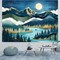 Accnicc Mountain Tapestry Nature Forest Tree Tapestries for Bedroom Aesthetic Starry Night Moon Stars Tapestrys Wall Hanging Teal Abstract Wall Tapestry for Dorm Living Room (Teal, 48&#39;&#39; &Atilde;&mdash; 36&#39;&#39;)
