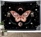 HVEST Pink Butterfly Wall Tapestry Black and White Mandala Tapestry Wall Hanging Green Leaf Plant and Floral with Stars Moon on Galaxy Space Tapestry for Bedroom Living Room Dorm, 40L X 60W inches