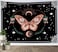 HVEST Pink Butterfly Wall Tapestry Black and White Mandala Tapestry Wall Hanging Green Leaf Plant and Floral with Stars Moon on Galaxy Space Tapestry for Bedroom Living Room Dorm, 40L X 60W inches