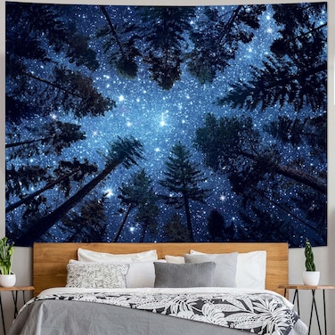 Yeoiat Forest Starry Tapestry Nature Wall Tapestry for Bedroom Nature Tree Wall Tapestry for Living Room Bedroom Starry Forest 60&Atilde;&mdash;80 Inches