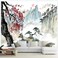 Bcsewcg Japanese Tapestry, Cherry Blossom Tapestry, Asian Anime Wall Tapestry, Nature Landscape Tapestries, Aesthetic Wall Art Tapestry for Bedroom Living Room Home Decor (65X60)