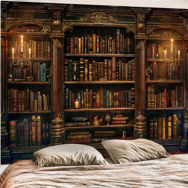Accnicc Vintage Bookshelf Tapestry Medieval Art Book Tapestries Wall Hanging Gothic Dark Academia Retro Library Backdrop Tapestry for Bedroom Living Room Dorm Study Classroom 80&Atilde;&mdash; 60 inch