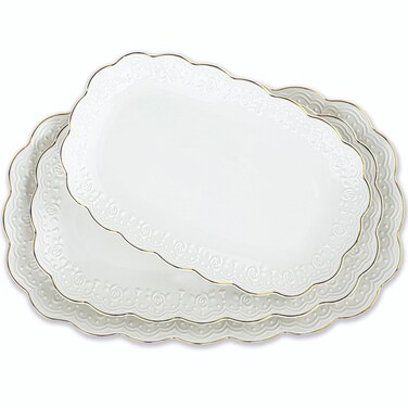 Kassel Ceramic Serving Platter Set   14&acirc;&euro;/12&acirc;&euro;/10&acirc;&euro; Oval Serving Trays for Entertaining at Parties and Weddings   Oven Safe Large Serving Trays for Tacos, Steak, and Cake