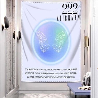 QGHOT Aura Tapestry, Angel Numbers 222 Poster, Y2k Tapestry Aura Wall Art for Women Girls Room Bedroom College Dorm Decor 29x37in