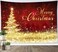 HVEST Christmas Tapestry Gold and Red Design Shiny Golden Yellow Christmas Tree on Red Sequin Background Tapestries for Christmas Eve Home Decor Bedroom Living Room Party Dorm Decor,60x40 inch