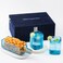 Habitage Upcycled Bombay Sapphire Gin Glasses and Platter Set of 3 with Premium Gift Box   Eco-friendly Glassware made from Gin bottles   Ideal for Gin, Whiskey, Cocktail Nibbles and Finger Food