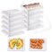 Tessco 12 Pcs Plastic Serving Trays with Lids Reusable Catering Trays with Lids 12.4 x 9.45 x 2.76 Inch Disposable Party Platters with Clear Lids for Cookie Sandwich Dessert(White)