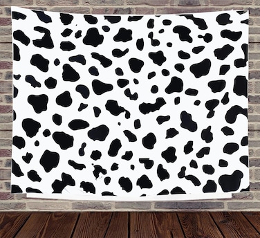 TUGCAY Cow Print Tapestry Black and White Spot Tapestry Cute Tapestries Black Cow Backdrop Poster Aesthetic Wall Hanging for Bedroom Living Room Dorm Party Decorations, 80 X 60 Inch