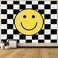 BBLSCWZ Black &amp; White Cute Smiling Face Tapestry Smiley Face Birthday Decorations Pecfamly Preppy Room College Dorm Decor Tapestry for Bedroom Living Room Wall Hanging 60 x 80 Inch