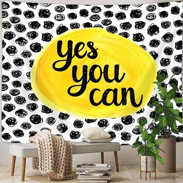 Uokiuki Inspirational Motivational Quote Tapestry, Educational Tapestry for Kids Teen Student, Yes You Can Tapestry Wall Hanging for Classroom Bedroom Living Room College Dorm 71 X 60 Inch