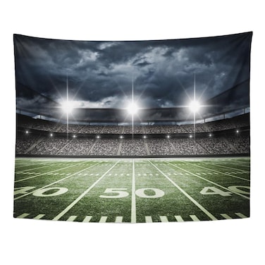 Emvency Tapestry Stadium Football Satdium Field Light Night Soccer Turf Home Decor Wall Hanging for Living Room Bedroom Dorm 70x90 Inches